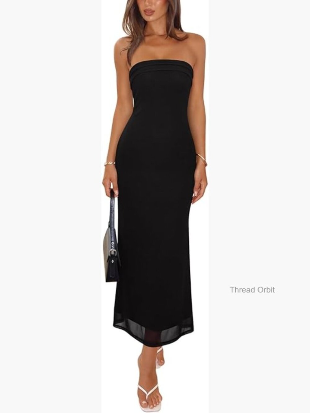 Strapless Backless Midi Dress Floral Mesh Cocktail Party Beach Wedding Guest